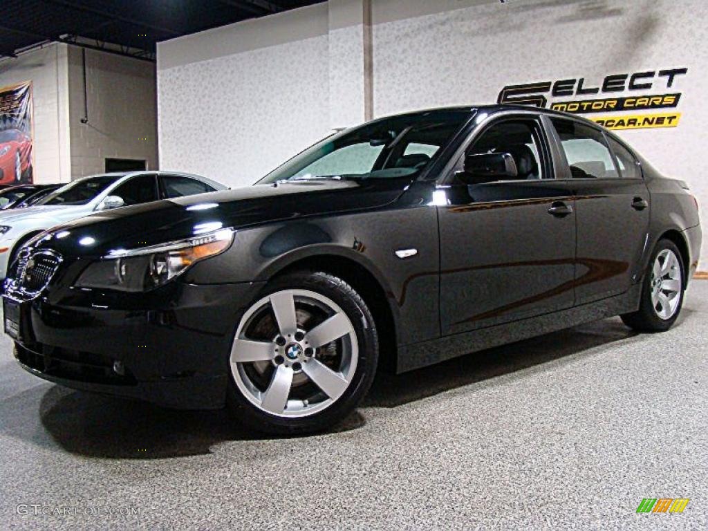 2007 5 Series 525i Sedan - Black Sapphire Metallic / Black photo #1