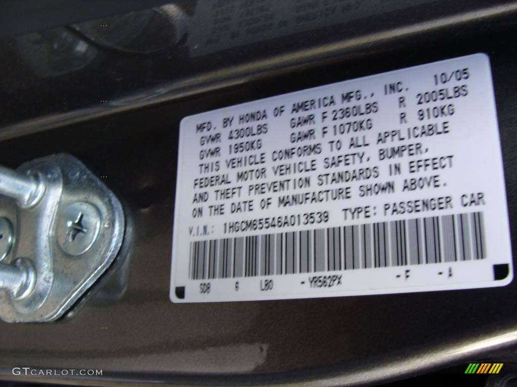 2006 Accord EX-L V6 Sedan - Carbon Bronze Pearl / Ivory photo #15