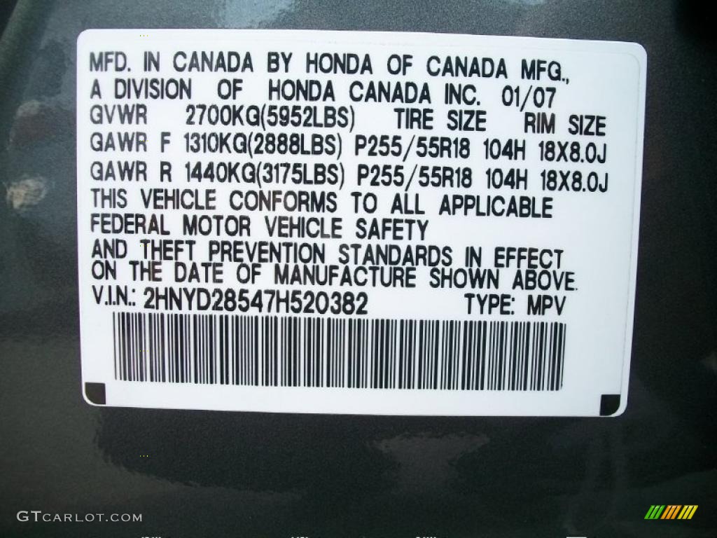 2007 MDX Sport - Nimbus Gray Metallic / Ebony photo #33