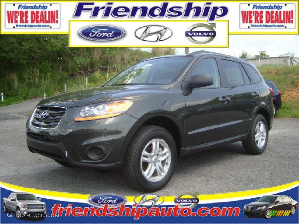 2010 Santa Fe GLS 4WD - Black Forest Green Metallic / Gray photo #1