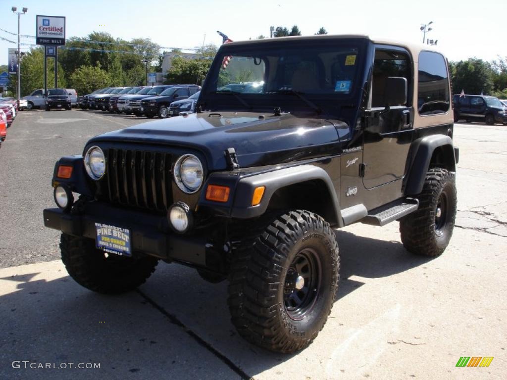 2002 Wrangler Sport 4x4 - Black / Camel Beige photo #1