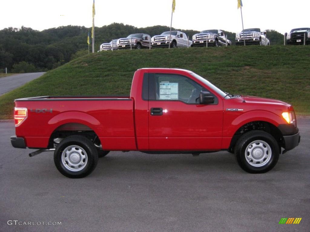 2010 F150 XL Regular Cab 4x4 - Vermillion Red / Medium Stone photo #5