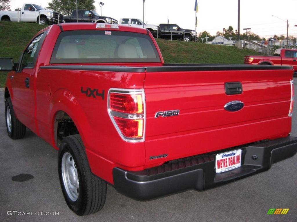 2010 F150 XL Regular Cab 4x4 - Vermillion Red / Medium Stone photo #8