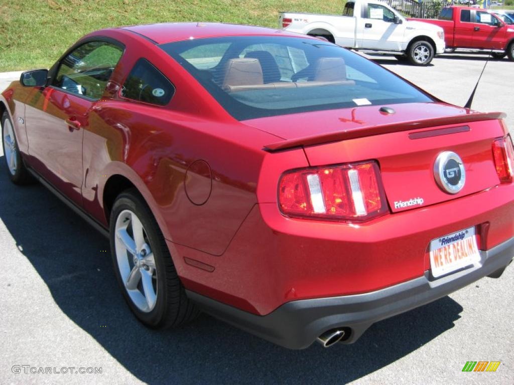2011 Mustang GT Premium Coupe - Red Candy Metallic / Saddle photo #8