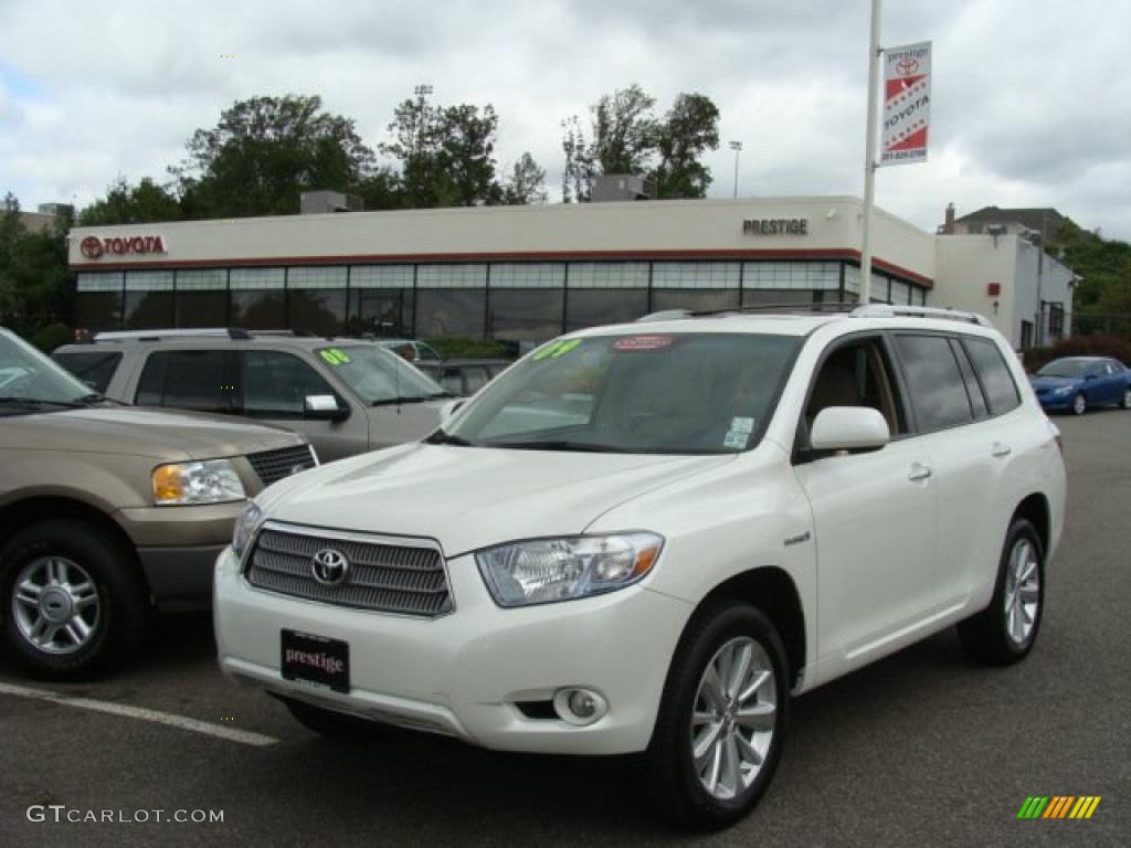 2009 Highlander Hybrid Limited 4WD - Blizzard White Pearl / Sand Beige photo #1