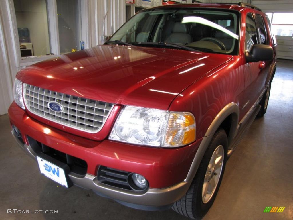 2004 Explorer Eddie Bauer 4x4 - Redfire Metallic / Medium Parchment photo #2