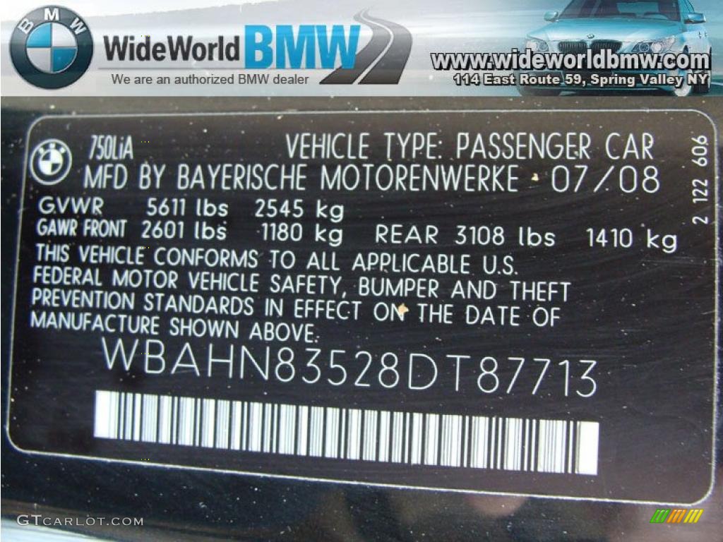 2008 7 Series 750Li Sedan - Azurite Black Metallic / Cream Beige photo #13