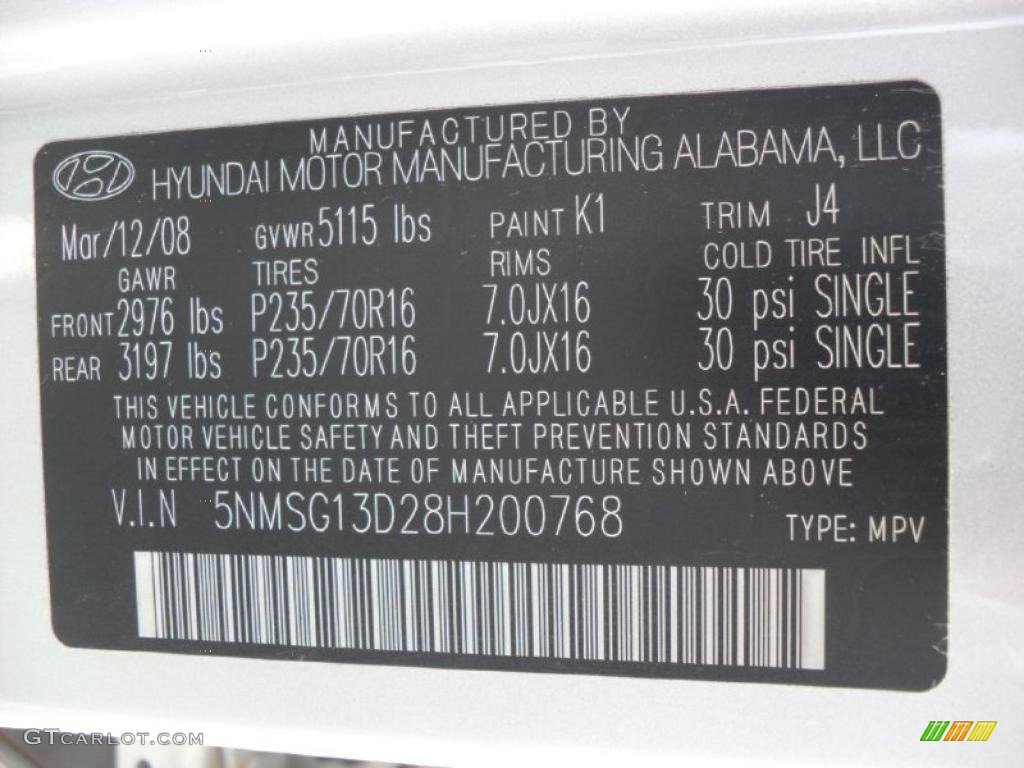 2008 Santa Fe GLS - Bright Silver / Gray photo #6