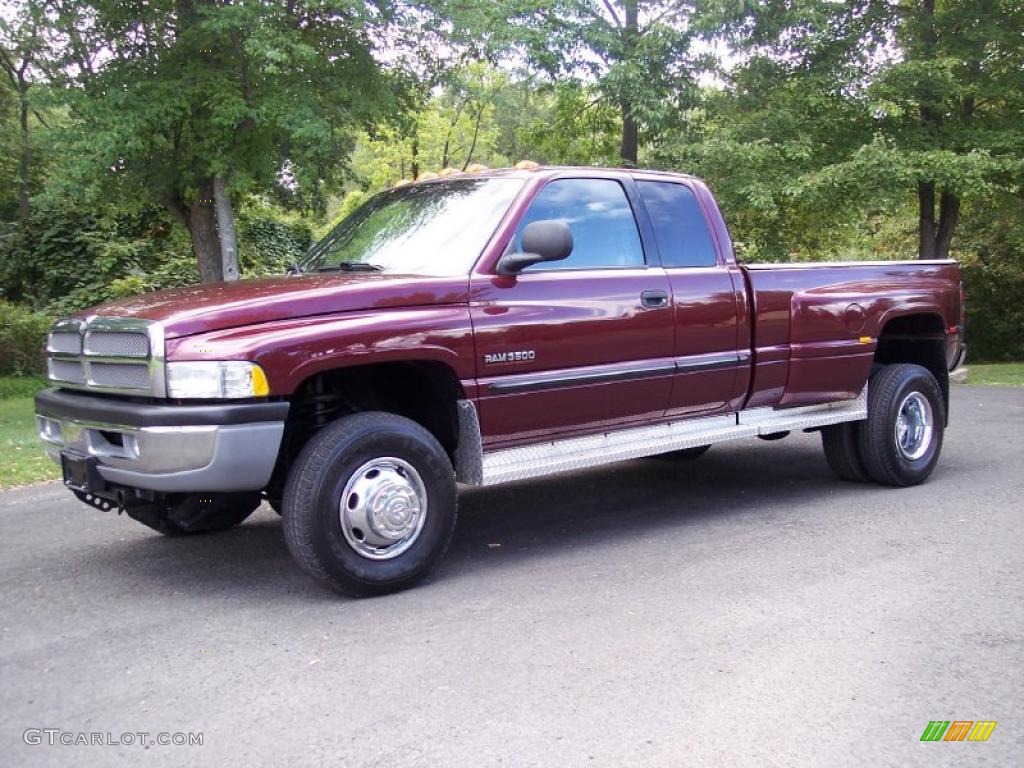 2000 Ram 3500 SLT Extended Cab 4x4 Dually - Dark Garnet Red Pearl / Mist Gray photo #4