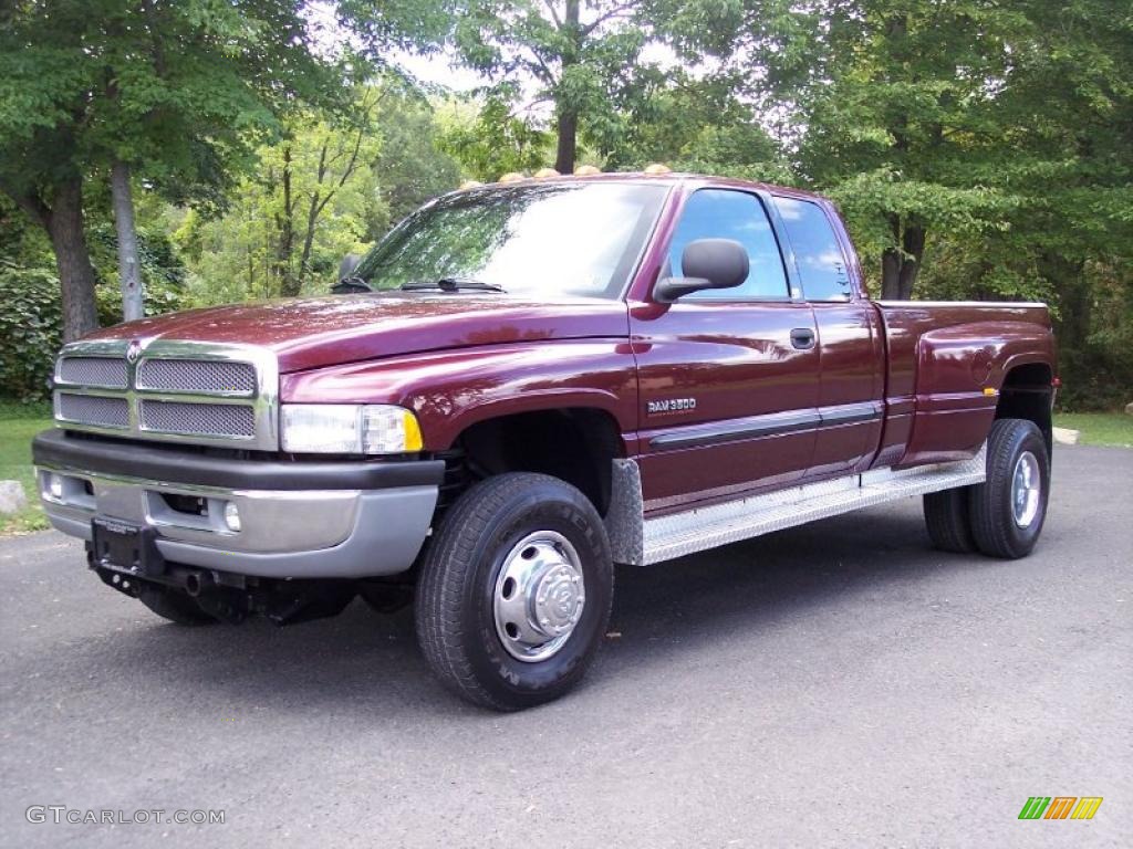 2000 Ram 3500 SLT Extended Cab 4x4 Dually - Dark Garnet Red Pearl / Mist Gray photo #5