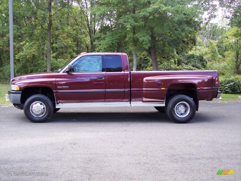 2000 Ram 3500 SLT Extended Cab 4x4 Dually - Dark Garnet Red Pearl / Mist Gray photo #7