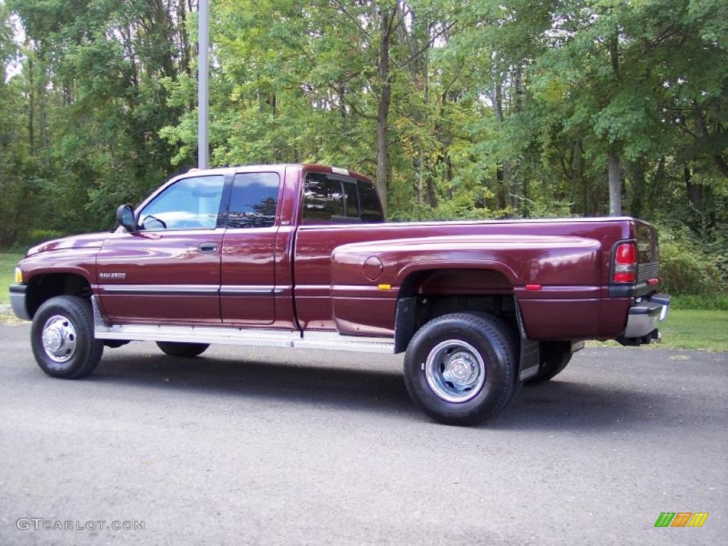 2000 Ram 3500 SLT Extended Cab 4x4 Dually - Dark Garnet Red Pearl / Mist Gray photo #8