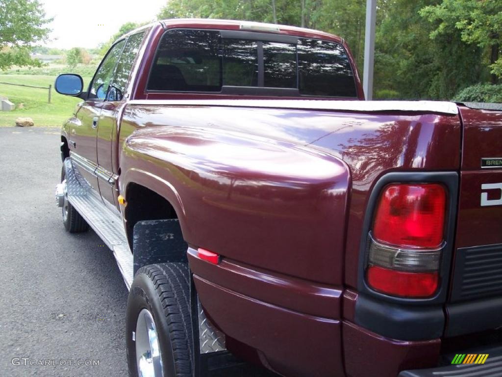 2000 Ram 3500 SLT Extended Cab 4x4 Dually - Dark Garnet Red Pearl / Mist Gray photo #12