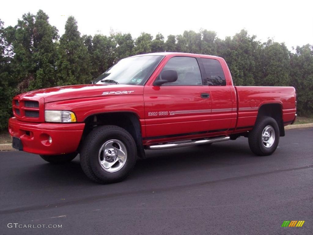 1999 Ram 1500 Sport Extended Cab 4x4 - Flame Red / Agate Black photo #1