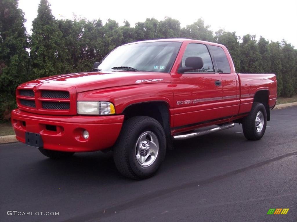 1999 Ram 1500 Sport Extended Cab 4x4 - Flame Red / Agate Black photo #2