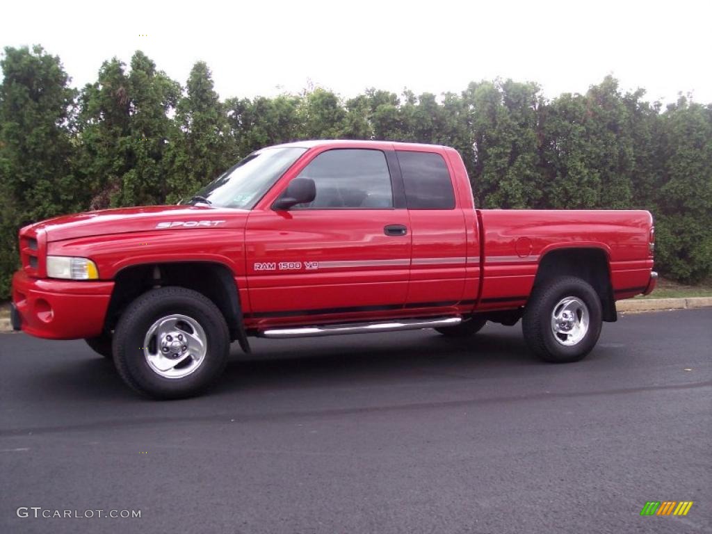 1999 Ram 1500 Sport Extended Cab 4x4 - Flame Red / Agate Black photo #3