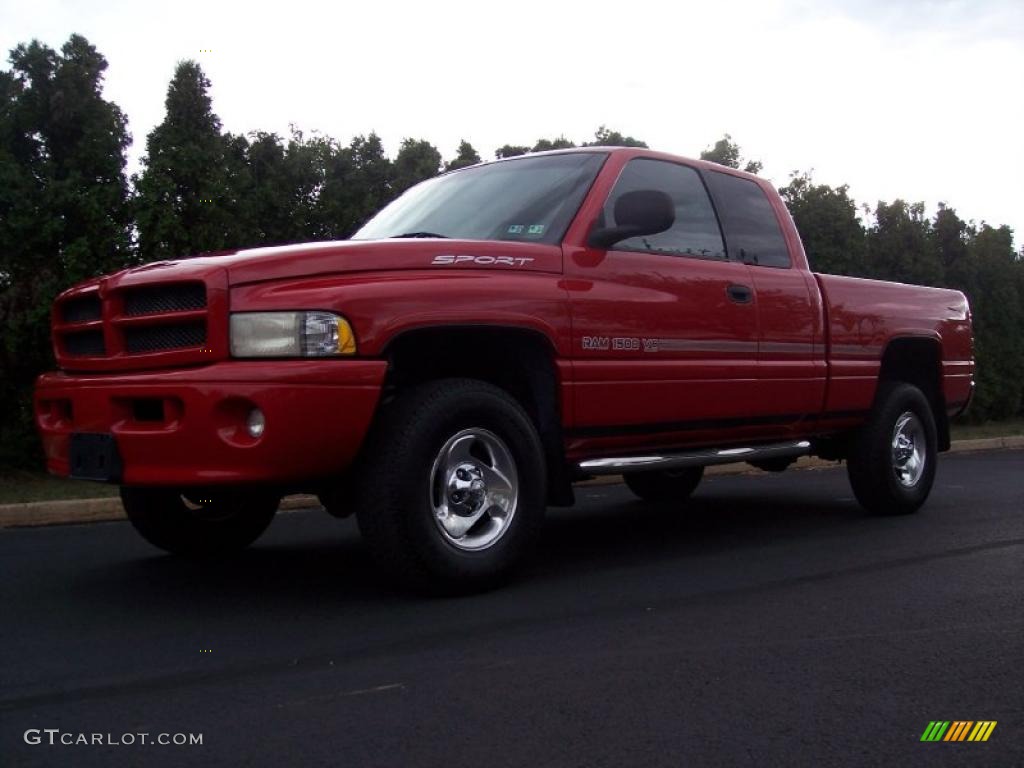 1999 Ram 1500 Sport Extended Cab 4x4 - Flame Red / Agate Black photo #11
