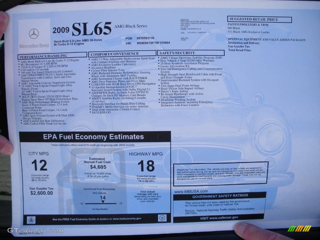 2009 SL 65 AMG Black Series Coupe - Black / Black photo #33