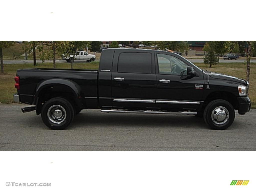 2007 Ram 3500 Laramie Mega Cab 4x4 Dually - Brilliant Black Crystal Pearl / Medium Slate Gray photo #2