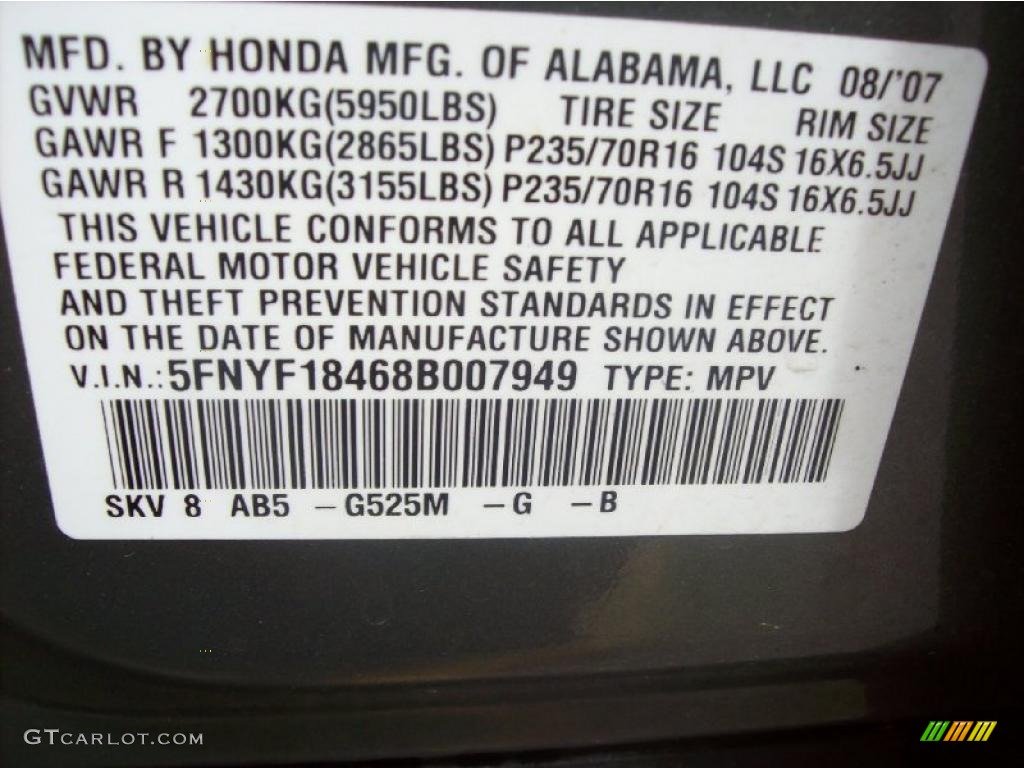 2008 Pilot EX 4WD - Aberdeen Green Metallic / Gray photo #24