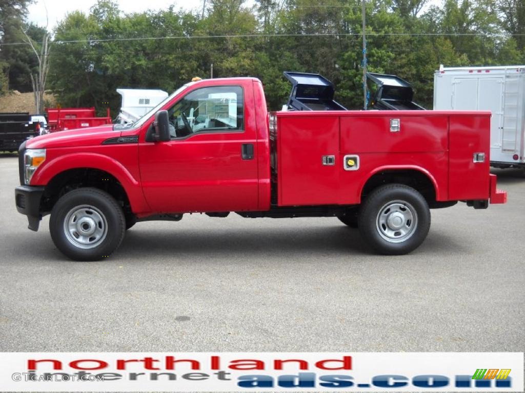 2011 F350 Super Duty XL Regular Cab 4x4 - Vermillion Red / Steel photo #1