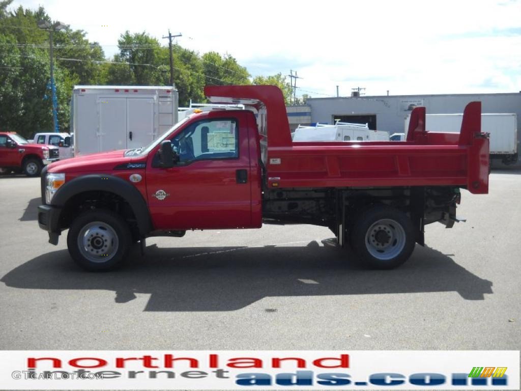 2011 F550 Super Duty XL Regular Cab 4x4 Dump Truck - Vermillion Red / Steel Grey photo #1