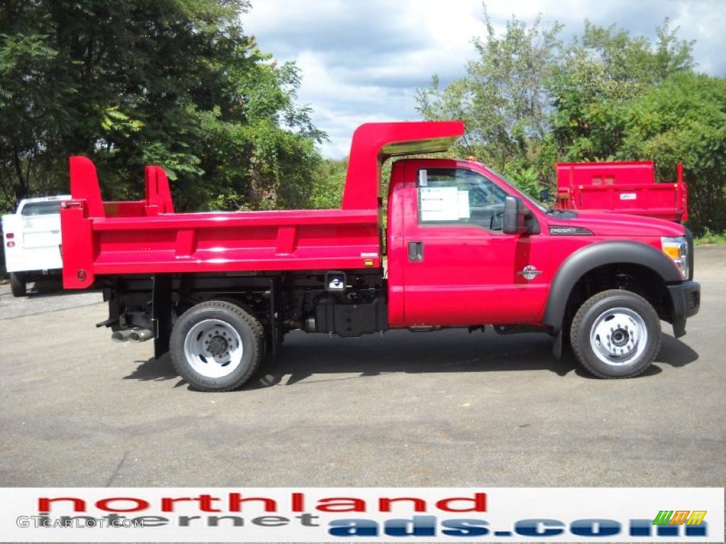 2011 F550 Super Duty XL Regular Cab 4x4 Dump Truck - Vermillion Red / Steel Grey photo #5