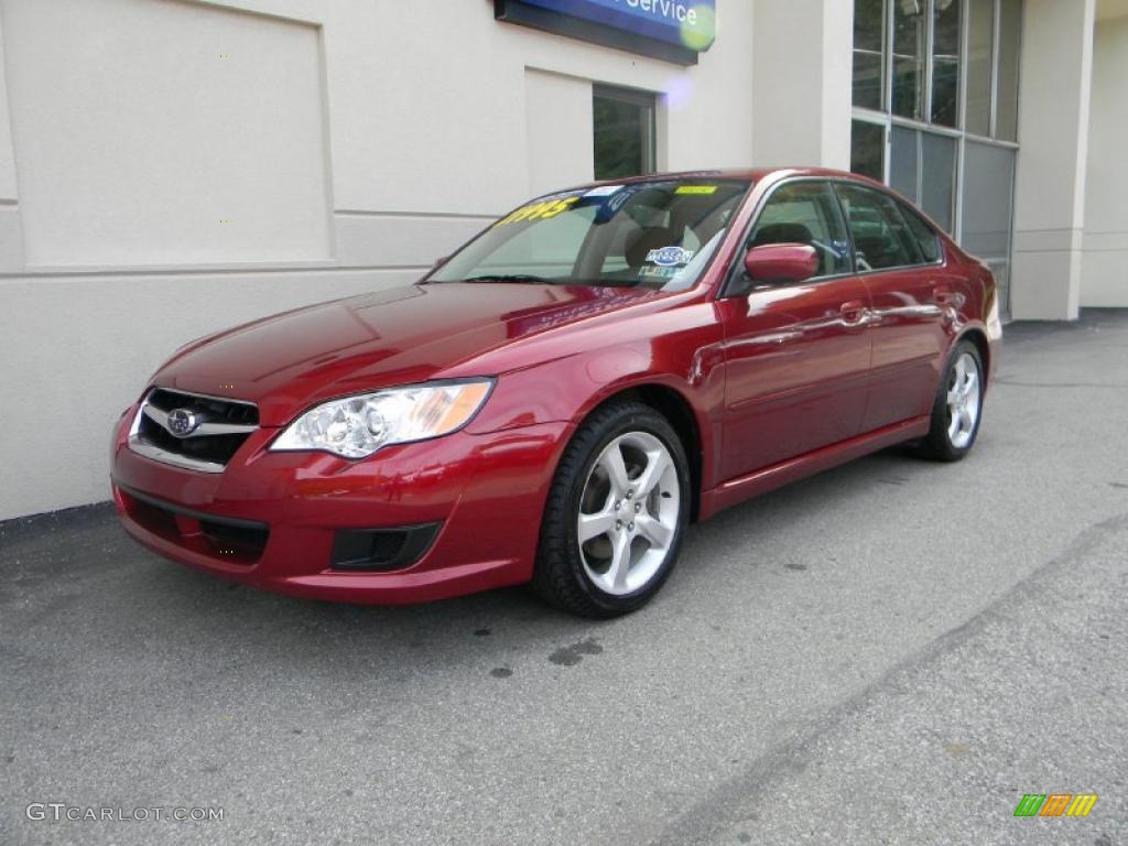 2009 Legacy 2.5i Sedan - Ruby Red Pearl / Off Black photo #2