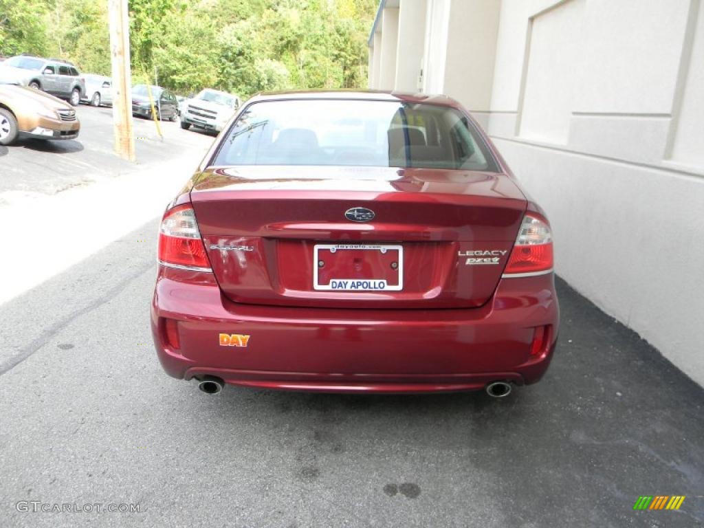 2009 Legacy 2.5i Sedan - Ruby Red Pearl / Off Black photo #7