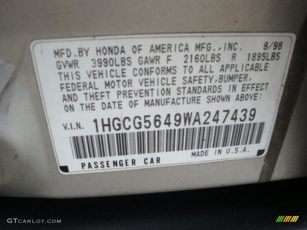 1998 Accord LX Sedan - Heather Mist Metallic / Ivory photo #14