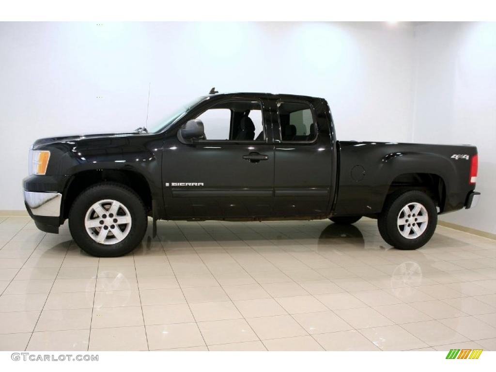 2007 Sierra 1500 SLE Extended Cab 4x4 - Onyx Black / Ebony Black photo #3