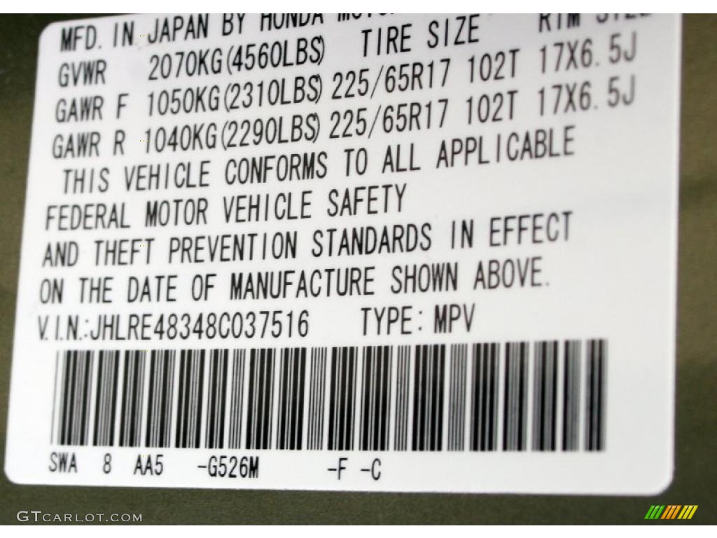 2008 CR-V LX 4WD - Green Tea Metallic / Ivory photo #26