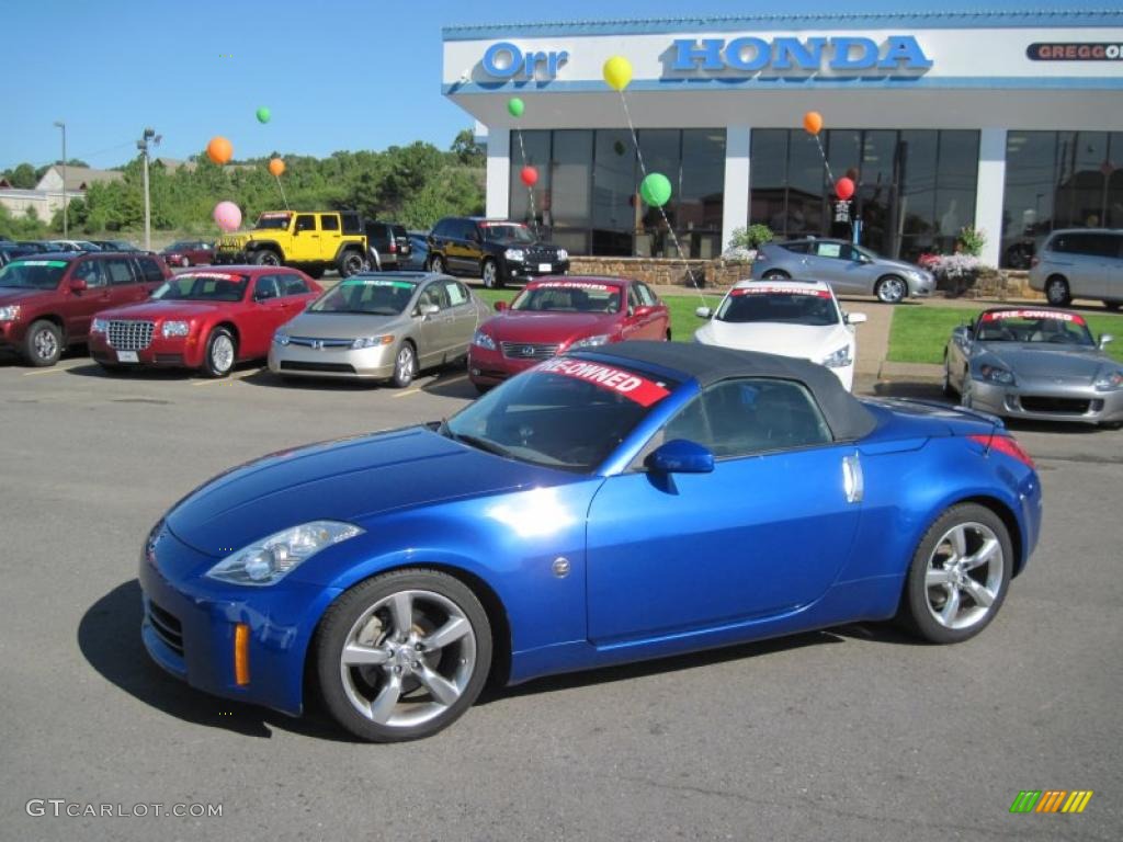 2006 350Z Touring Roadster - Daytona Blue Metallic / Frost Leather photo #2
