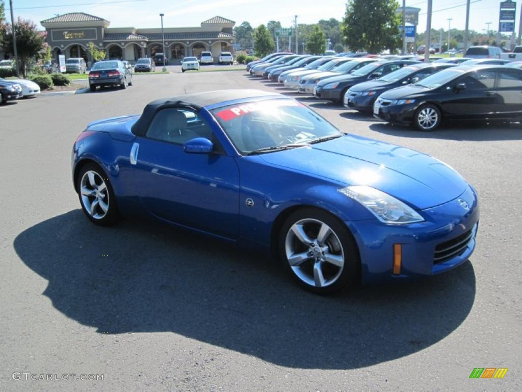 2006 350Z Touring Roadster - Daytona Blue Metallic / Frost Leather photo #8