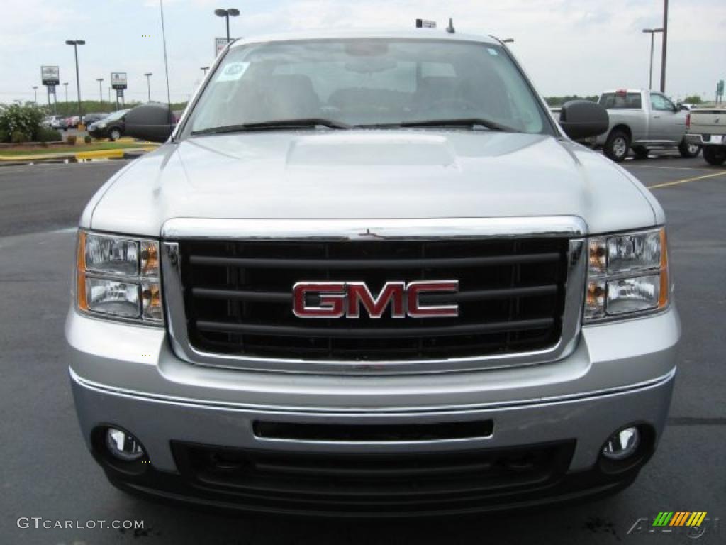 2010 Sierra 1500 SLE Extended Cab 4x4 - Pure Silver Metallic / Ebony photo #2