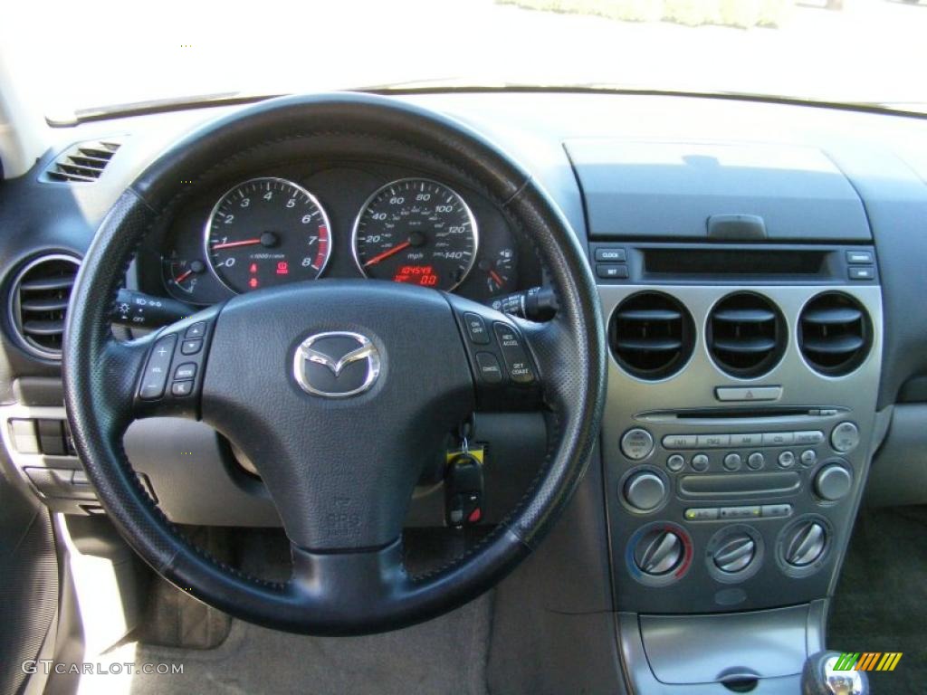 2003 MAZDA6 i Sedan - Sonic Blue Pearl / Gray photo #15