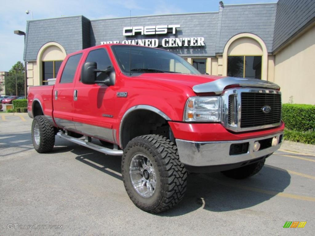 2002 F250 Super Duty XLT Crew Cab 4x4 - Red Clearcoat / Medium Flint photo #1