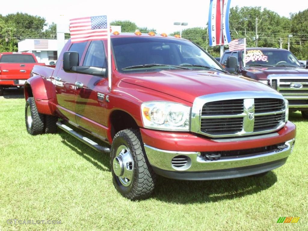 2007 Ram 3500 SLT Mega Cab 4x4 Dually - Inferno Red Crystal Pearl / Medium Slate Gray photo #7