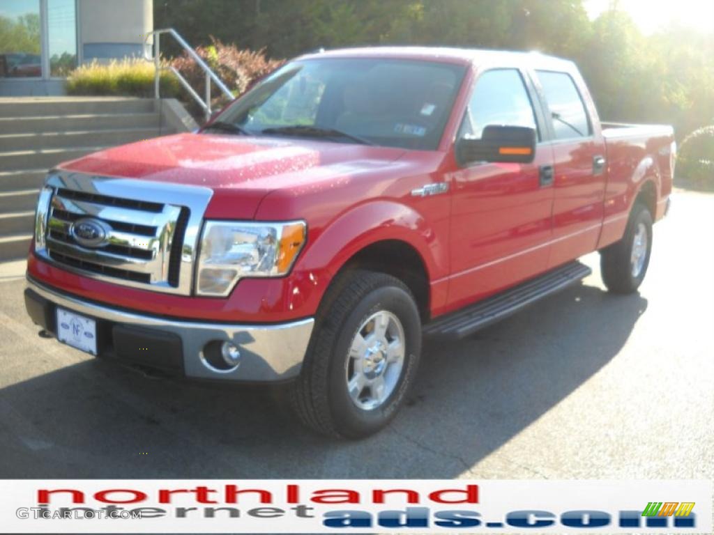 2010 F150 XLT SuperCrew 4x4 - Vermillion Red / Medium Stone photo #2