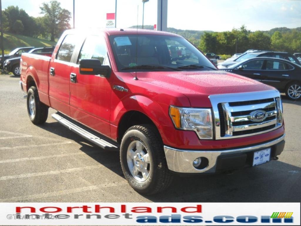 2010 F150 XLT SuperCrew 4x4 - Vermillion Red / Medium Stone photo #4