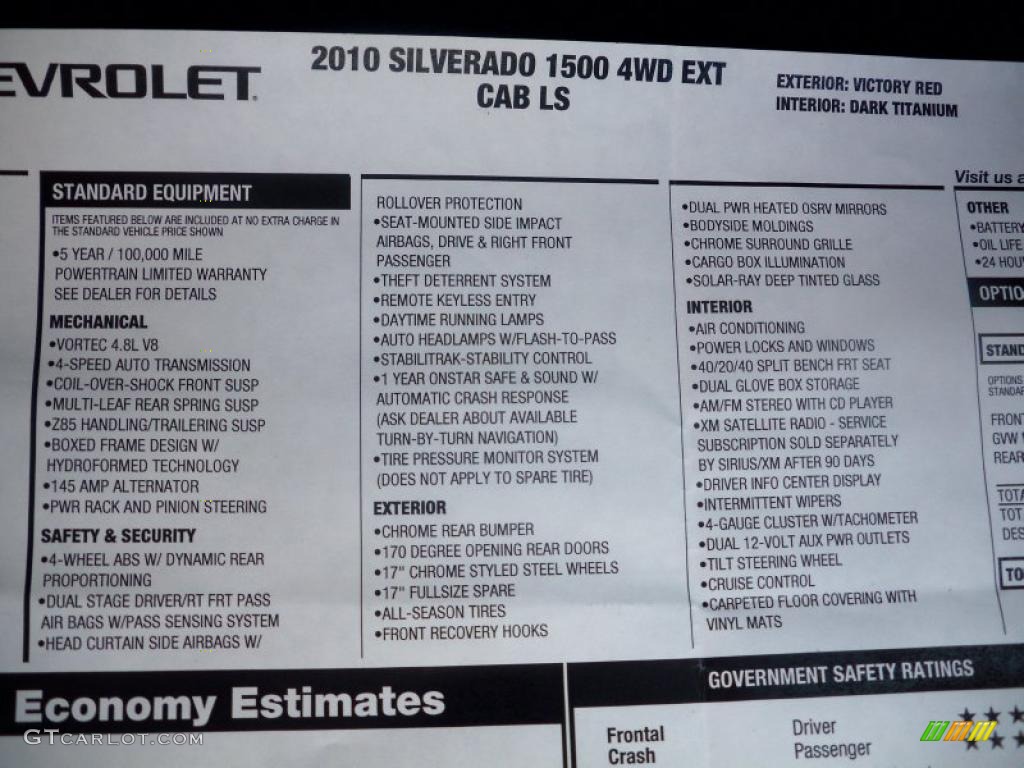 2010 Silverado 1500 LS Extended Cab 4x4 - Victory Red / Dark Titanium photo #34