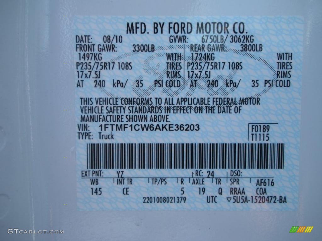2010 F150 XL Regular Cab - Oxford White / Medium Stone photo #11