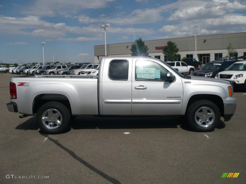 2010 Sierra 1500 SLE Extended Cab 4x4 - Pure Silver Metallic / Ebony photo #3