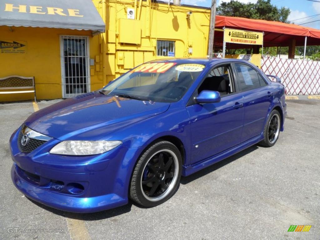 2003 MAZDA6 s Sedan - Sonic Blue Pearl / Gray photo #3