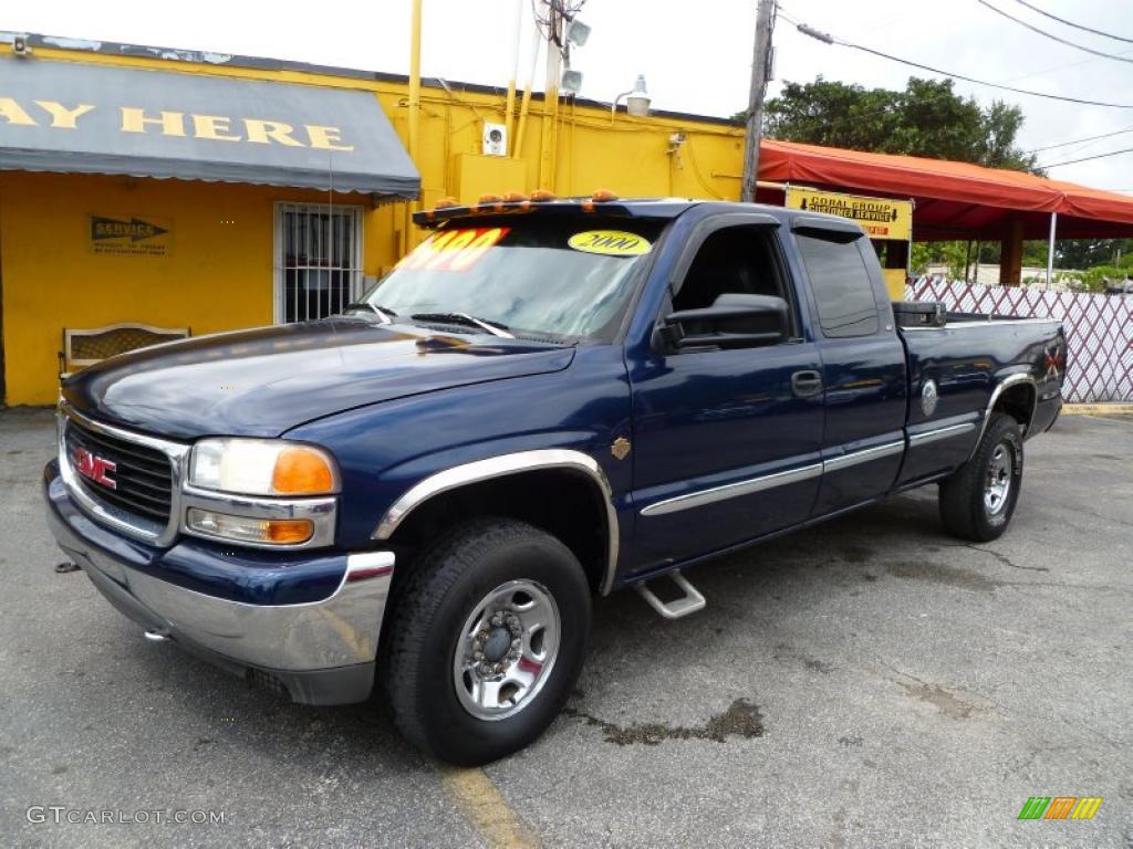 2000 Sierra 2500 SLT Extended Cab 4x4 - Indigo Blue Metallic / Graphite photo #3