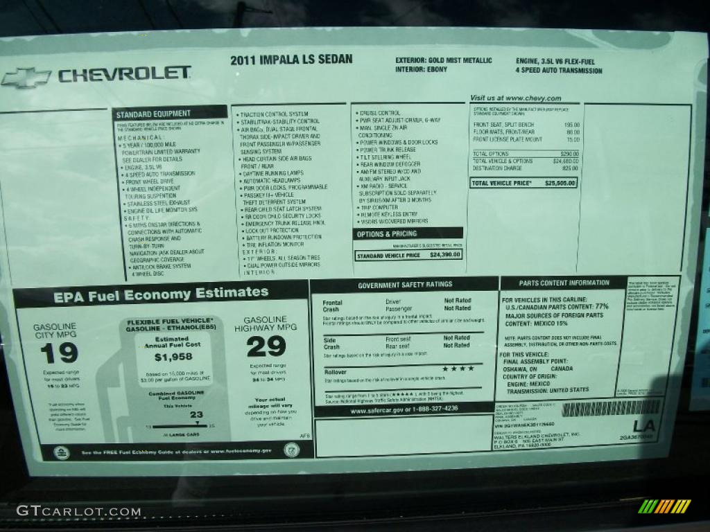 2011 Impala LS - Gold Mist Metallic / Ebony photo #36