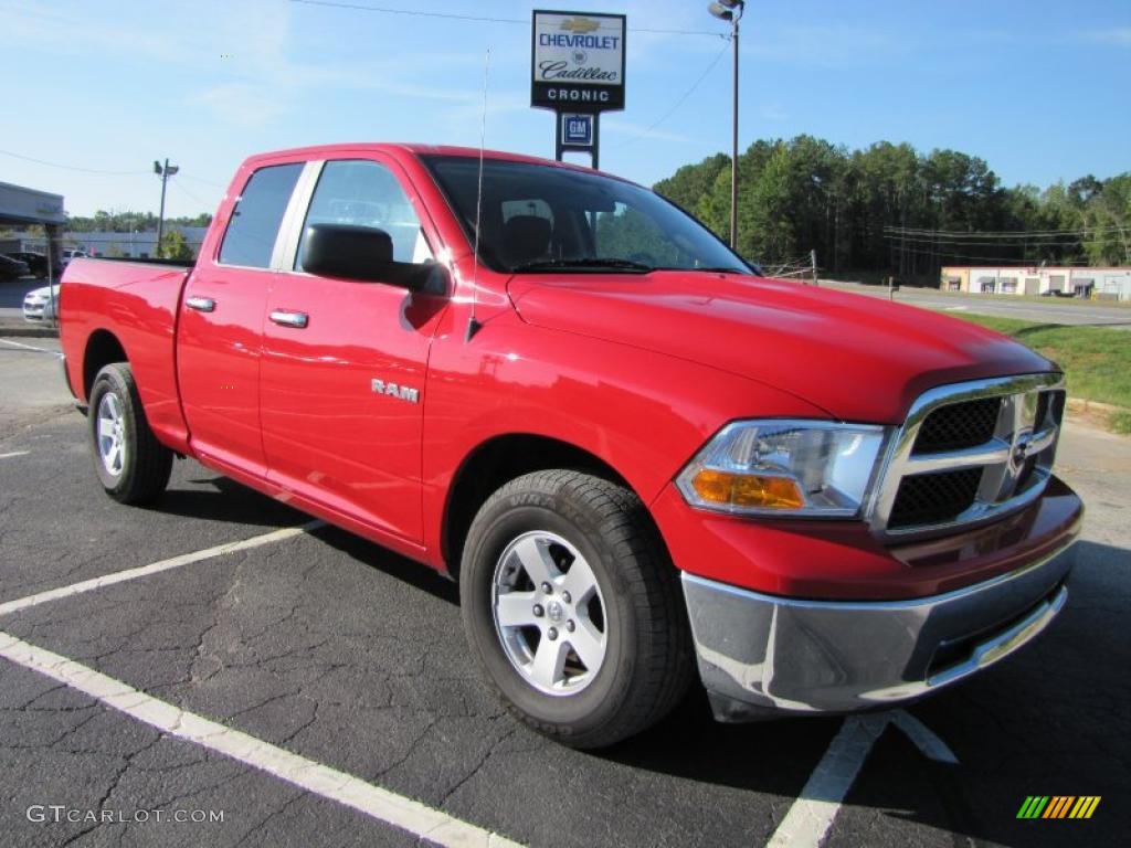 2010 Ram 1500 SLT Quad Cab - Flame Red / Dark Slate/Medium Graystone photo #1