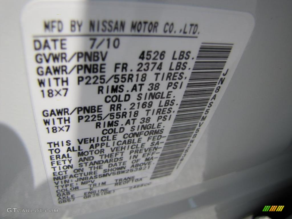 2011 Rogue SL AWD - Pearl White / Gray photo #17