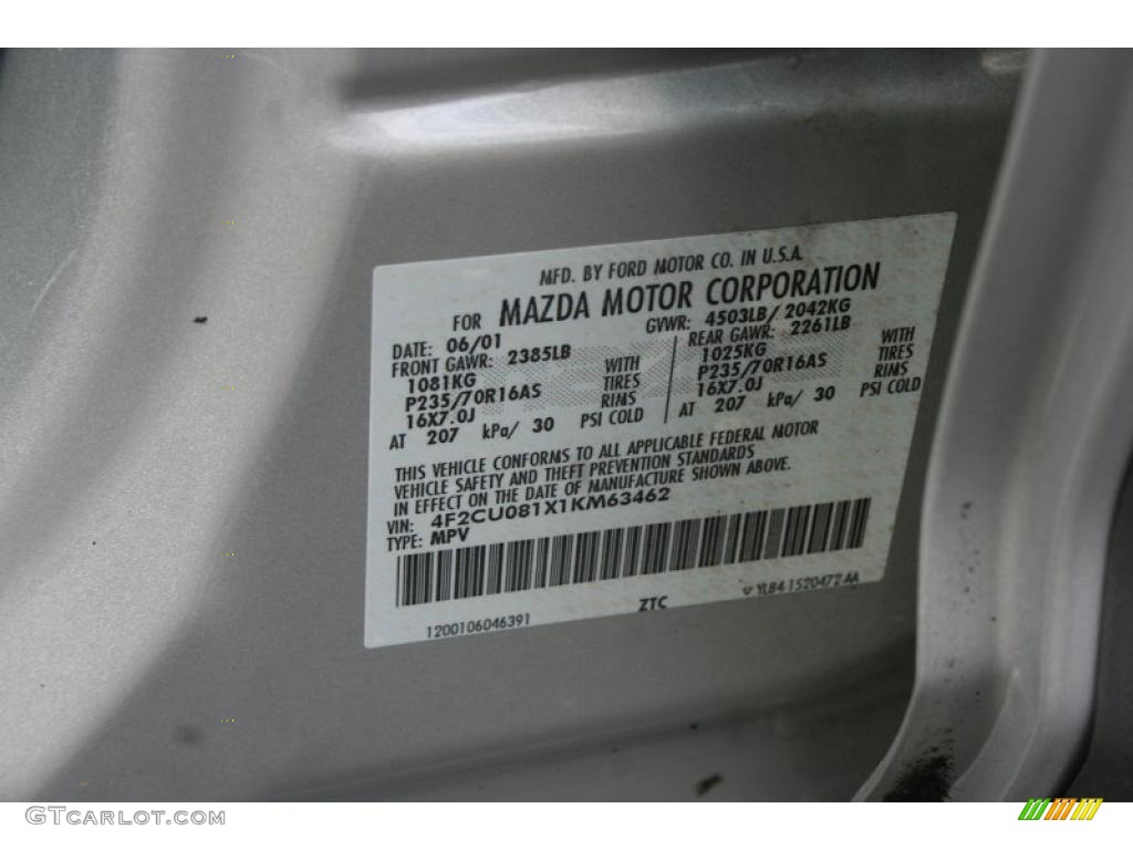 2001 Tribute LX V6 4WD - Platinum Metallic / Gray photo #26