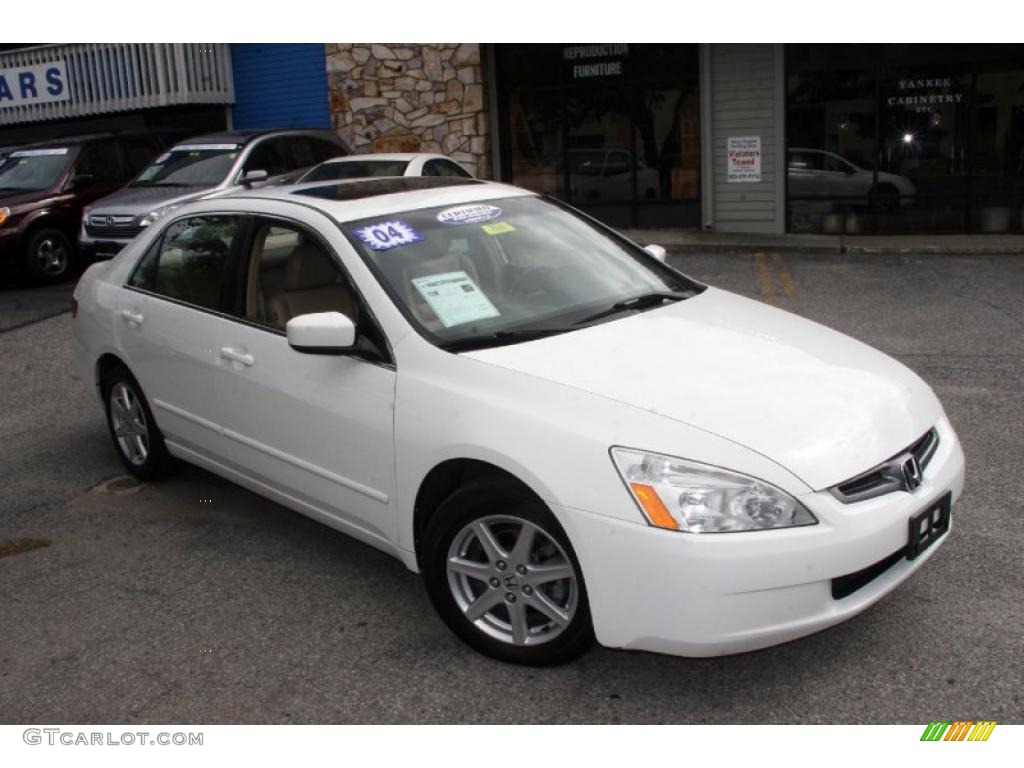 2004 Accord EX V6 Sedan - Taffeta White / Ivory photo #3